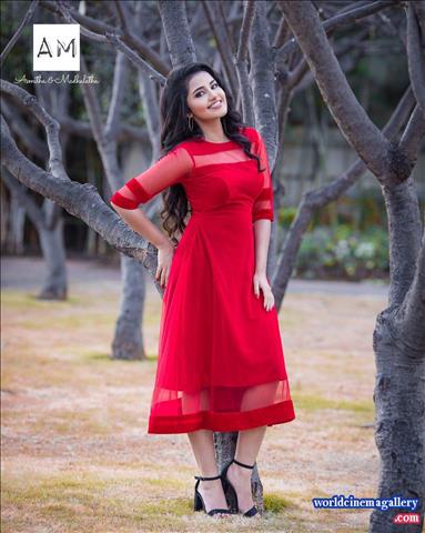 Anupama Parameshwaran Latest Photoshoot  in Red Dress