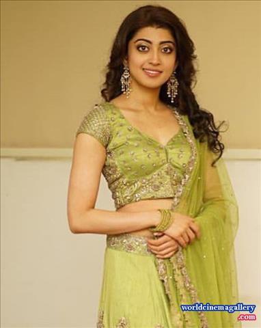 Pranitha latest stills in Green Half saree