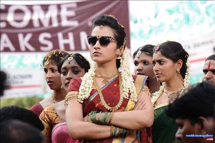 Trisha Hot Red Saree Stills at Nayagi movie