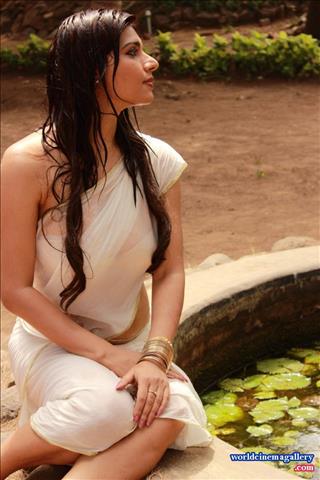 Anjana B Hot Wet Saree Photo Shoot stills