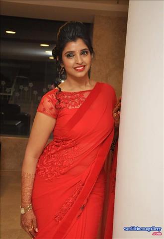 Anchor Syamala in Red Saree Stills at Film Audio Launch