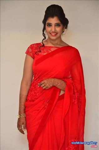 Anchor Syamala in Red Saree Stills at Film Audio Launch