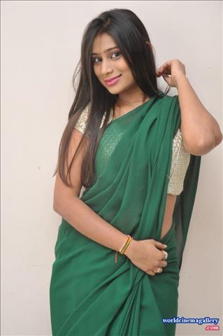 Mithuna Waliya Hot Navel in Green Saree Stills