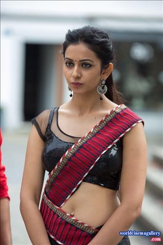 Rakul Preet Singh hot in Black Saree Stills from Abhinetri movie