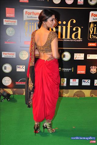 Shriya Saran Latest Photos at IIFA Utsavam Awards In Red Saree