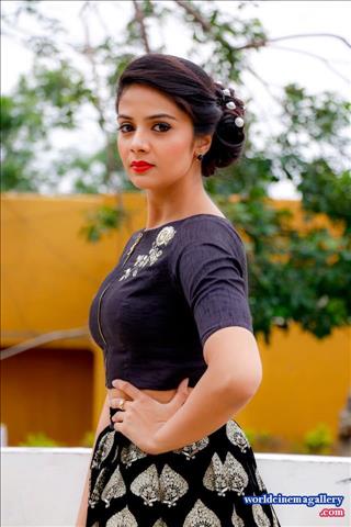 Sreemukhi Stills in Black Lehenga