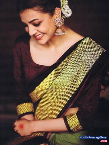 Kajal Aggarwal Traditional Saree Stills