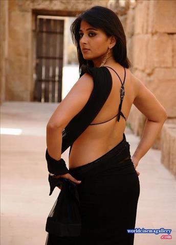 Anushka Shetty Hot in Black Colour Saree