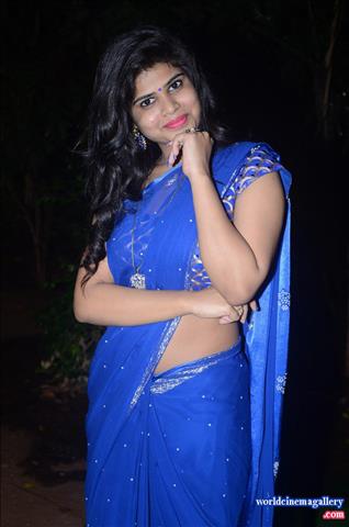 Alekhya in Blue Saree Stills