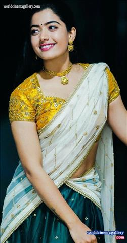 Rashmika Mandanna Traditional Saree Stills