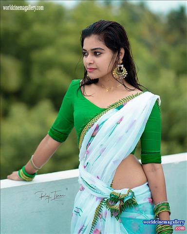 Dharsha Guptha in Green Saree Stills