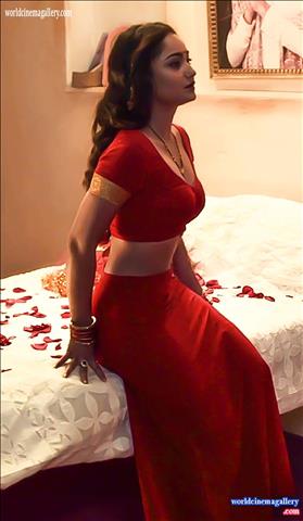 Tridha Choudhury Ashram Red Saree Stills