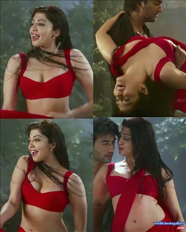 Pranitha Hot Red Saree song stills